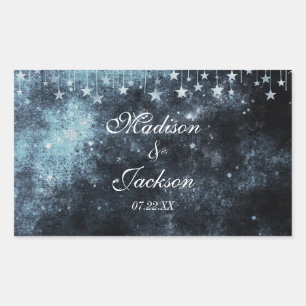 Sticker Rectangulaire Monogramme Mariage céleste étoilé