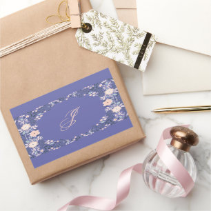 Sticker Rectangulaire Monogramme souple clair Floral Personnalisé