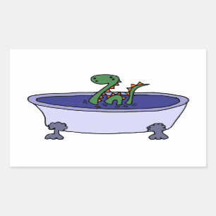 Sticker Rectangulaire Monstre drôle de Loch Ness dans la baignoire