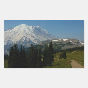 Sticker Rectangulaire Mont Rainier depuis le sentier Sourdough Ridge
