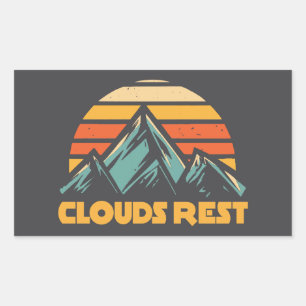 Sticker Rectangulaire Montagne Clouds Rest Yosemite Rétro Turquoise