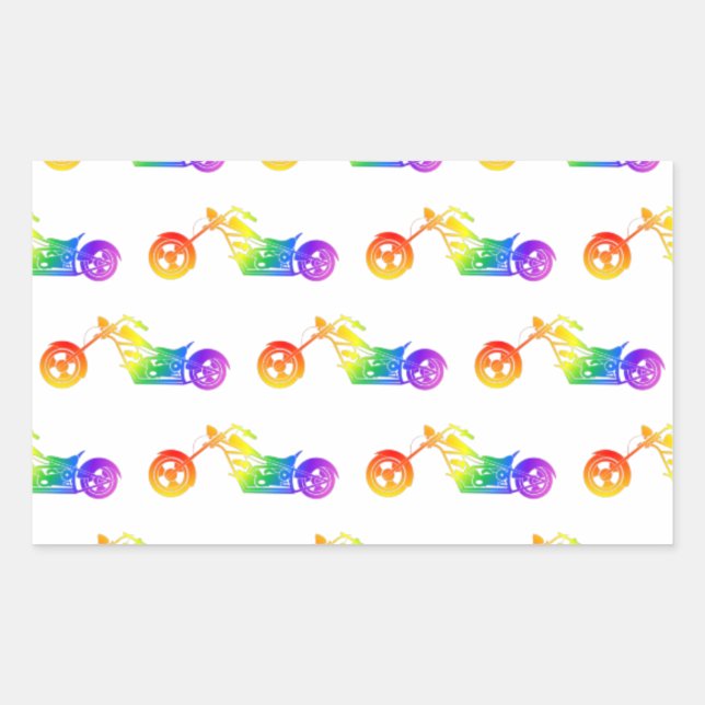 Sticker Rectangulaire Mortocycle arc-en-ciel (Devant)