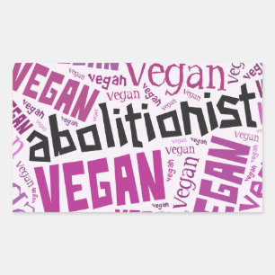 Sticker Rectangulaire Mosaïque de nuages de mots "végétan abolitionniste