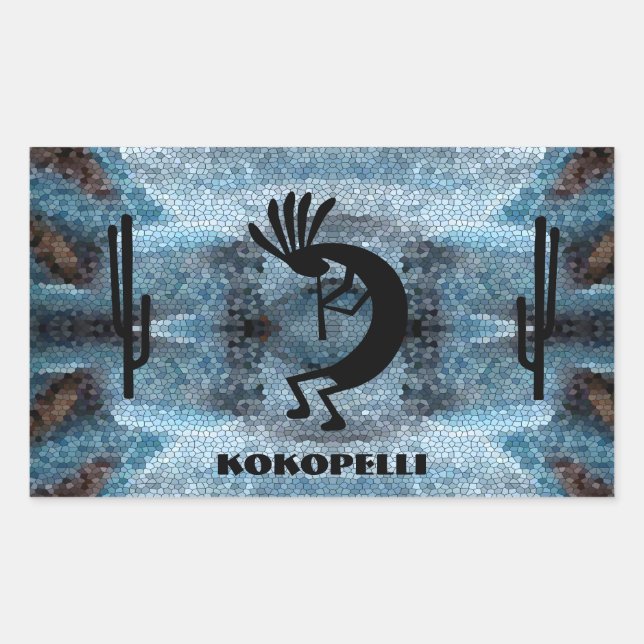 Sticker Rectangulaire Mosaïque du désert sud-ouest de Kokopelli 2 (Devant)