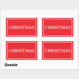 Sticker Rectangulaire Mot de Noël simple rouge