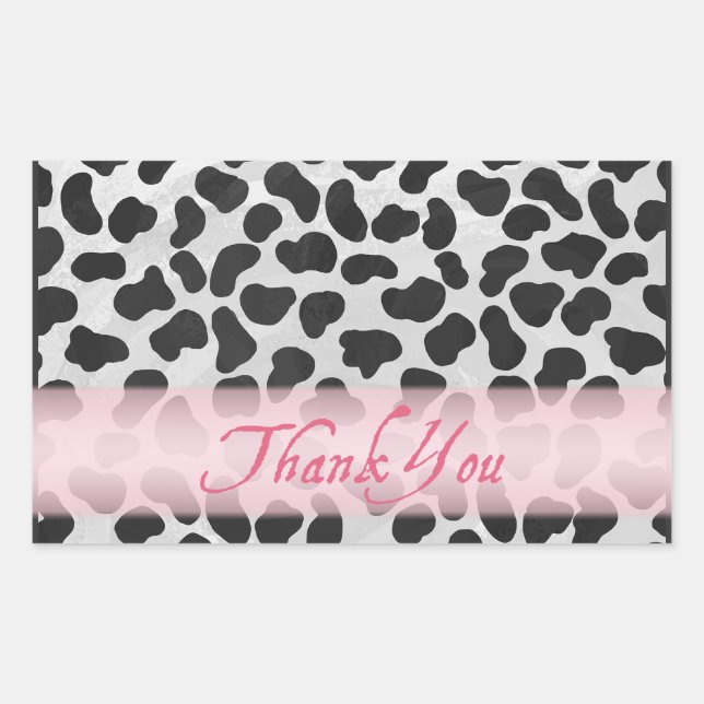 Sticker Rectangulaire Motif à taches dalmate Merci rose (Devant)