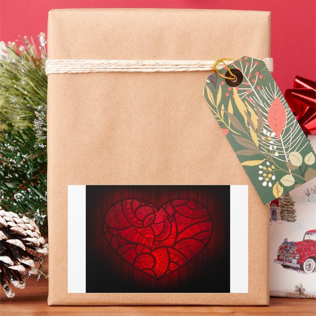 Sticker Rectangulaire Motif boho romantique du coeur de Mandala rouge co (Créateur téléchargé)