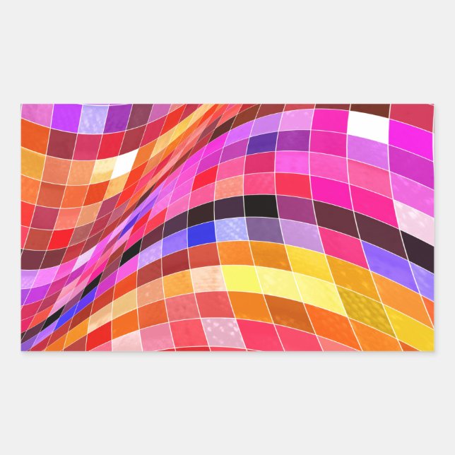 Sticker Rectangulaire Motif Carré psychédélique (Devant)