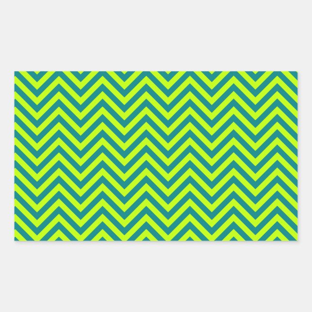 Sticker Rectangulaire Motif Chevron turquoise et Lime Green (Devant)