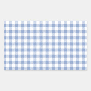 Sticker Rectangulaire Motif classique En vichy bleu coché
