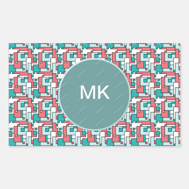 Sticker Rectangulaire Motif de briques rétro (Devant)