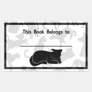 Sticker Rectangulaire Motif de chat noir