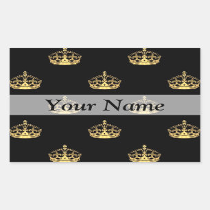 Sticker Rectangulaire Motif de couronne noir et or