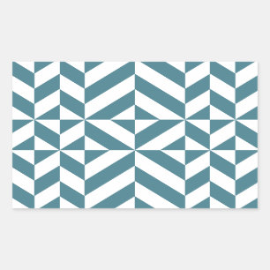 Sticker Rectangulaire Motif de cube vert géométrique profond Turquoise