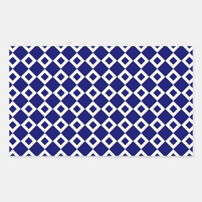 Sticker Rectangulaire Motif de diamants blancs et de marine (Devant)