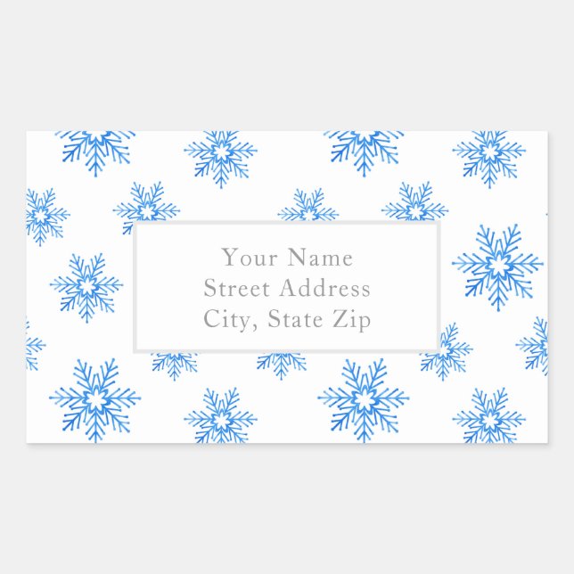 Sticker Rectangulaire Motif de Fléaux de neige bleu (Devant)
