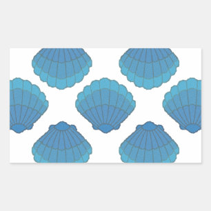Sticker Rectangulaire Motif de mosaïque Blue Seashell