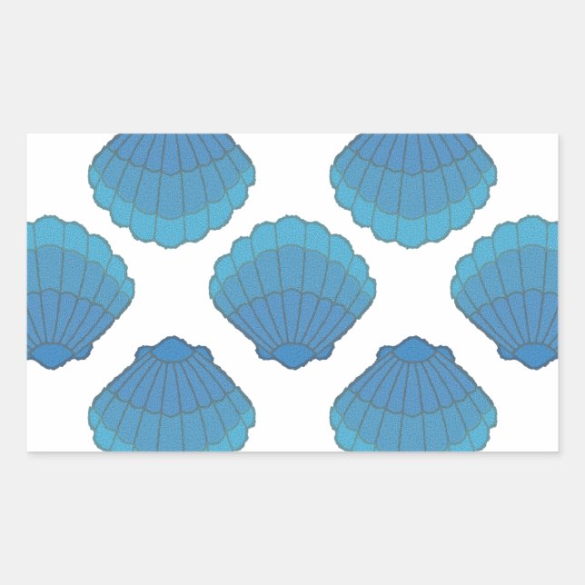 Sticker Rectangulaire Motif de mosaïque Blue Seashell (Devant)