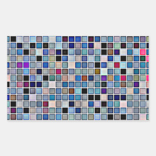 Sticker Rectangulaire Motif défoncé bleu "Carreaux de salle de bain"
