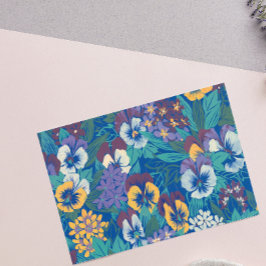 Sticker Rectangulaire Motif floral de pensée vintage | Jardin de campagn