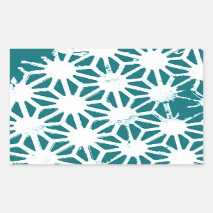 Sticker Rectangulaire motif géométrique turquoise et blanc
