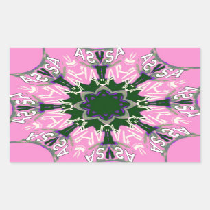 Sticker Rectangulaire Motif Motif Monogramme noir et rose joli