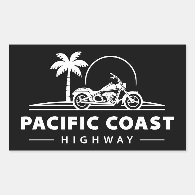 Sticker Rectangulaire Moto de la route côtière du Pacifique (Devant)