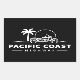 Sticker Rectangulaire Moto de la route côtière du Pacifique