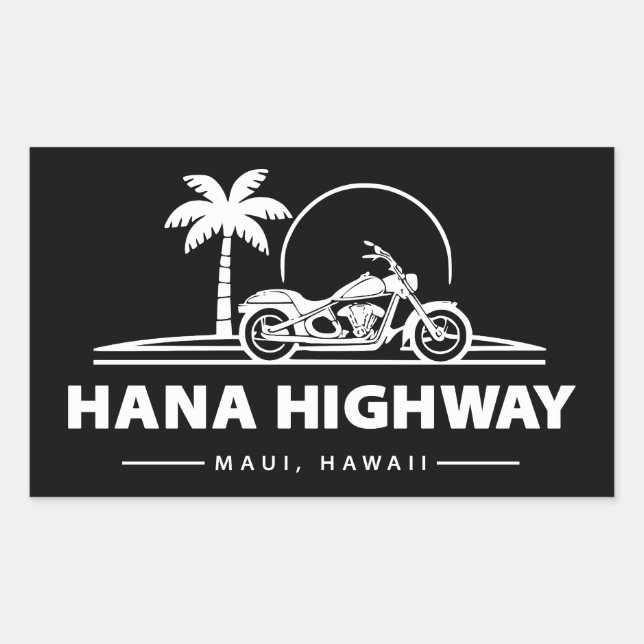 Sticker Rectangulaire Moto Hana Highway Maui Hawaii (Devant)