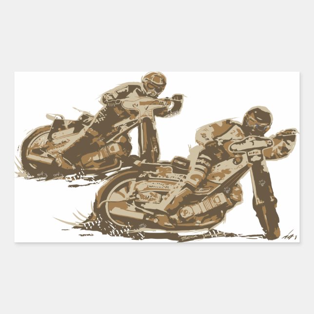 Sticker Rectangulaire Motocyclistes Speedway (Devant)