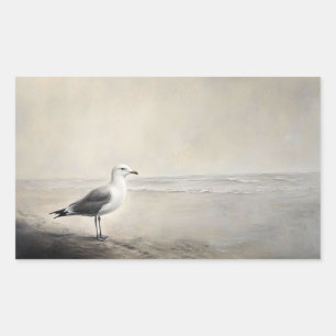 Sticker Rectangulaire Mouette solitaire au bord de l'eau