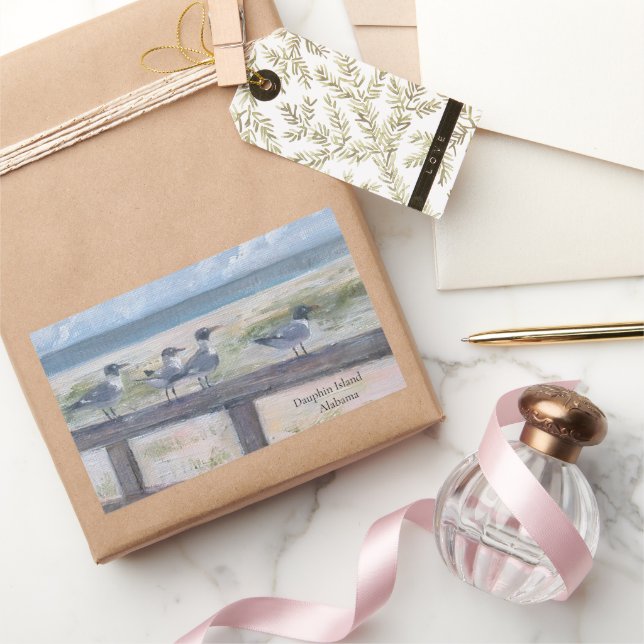 Sticker Rectangulaire Mouettes de l'île Dauphin (Cadeaux)