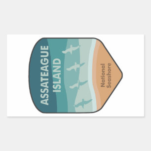 Sticker Rectangulaire Mouettes du littoral national de l'île Assateague