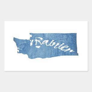 Sticker Rectangulaire Mt Rainier Washington Wood Grain