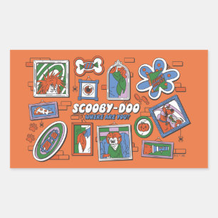 Sticker Rectangulaire Mur de cadres photo d'Halloween de Scooby-Doo