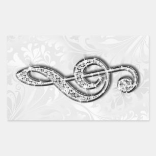 Sticker Rectangulaire Musique de diamant imprimée motif floral damassé