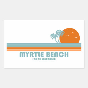 Sticker Rectangulaire Myrtle Beach Caroline du Sud Sun Palm Trees