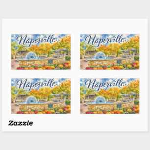 Sticker Rectangulaire Naperville Illinois Fontaine de Pissenlit Riverwal