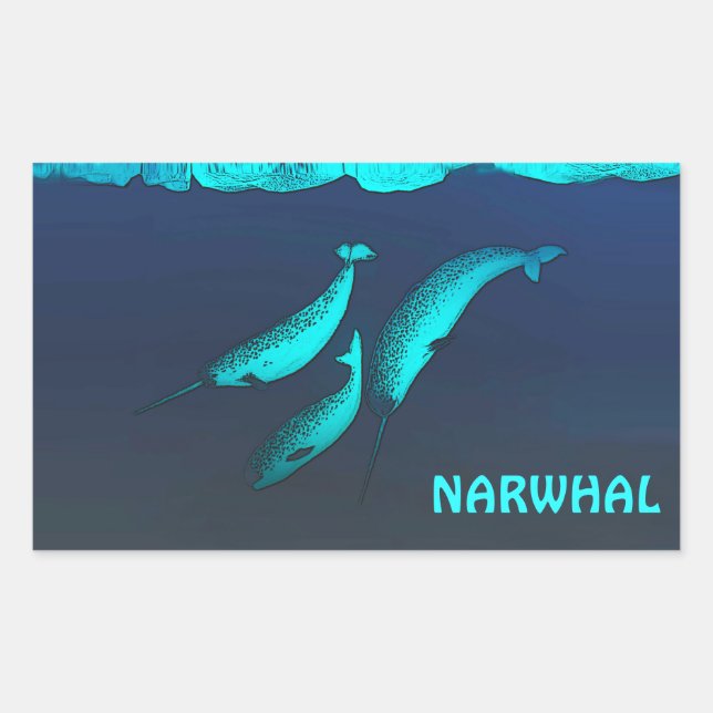 Sticker Rectangulaire Narwhal (Devant)