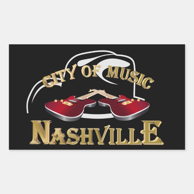 Sticker Rectangulaire Nashville. City of music (Devant)