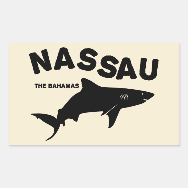 Sticker Rectangulaire Nassau - Les Bahamas Shark Diving T-Shirt (Devant)