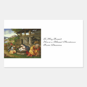 Sticker Rectangulaire Nativité et enfants anges c1515