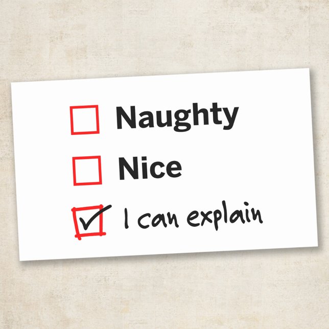 Sticker Rectangulaire Naughty ou Nice - Je peux expliquer (Créateur téléchargé)