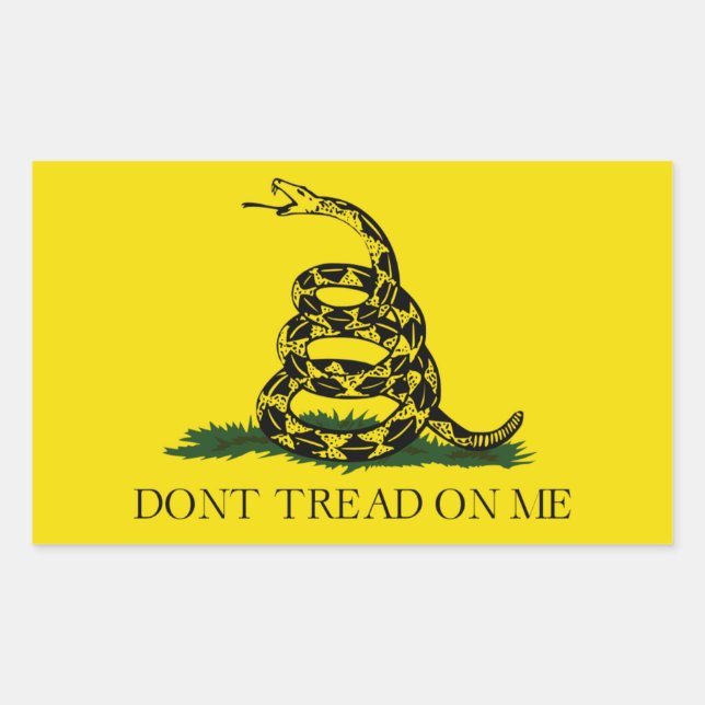 Sticker Rectangulaire Ne pas foutre sur moi Gadsden drapeau américain (Devant)