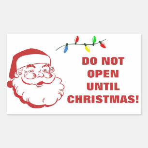 Sticker Rectangulaire Ne pas ouvrir avant Noël Père Noël Avertissement