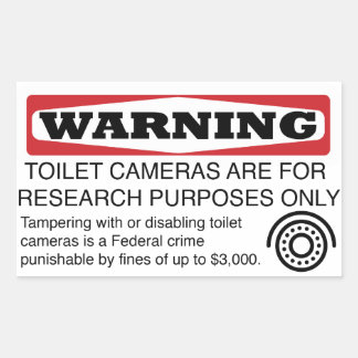 Sticker Rectangulaire Ne pas tamper avec les caméras de toilettes