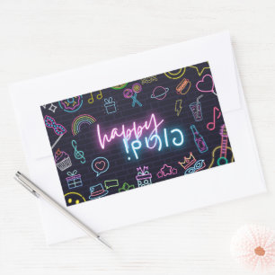 Sticker Rectangulaire Neon Purim