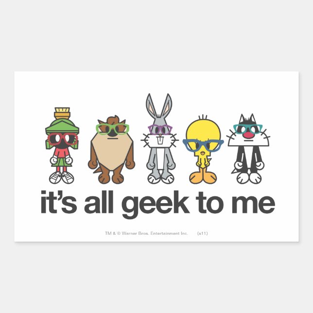 Sticker Rectangulaire Nerds LOONEY TUNES™ - Tous Geeks pour moi (Devant)