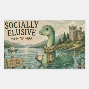 Sticker Rectangulaire Nessie insaisissable socialement Cryptide cosy Loc