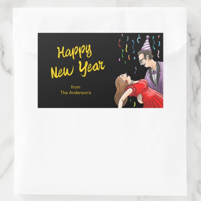 Sticker Rectangulaire New Year's Eve Dancing (Sac)